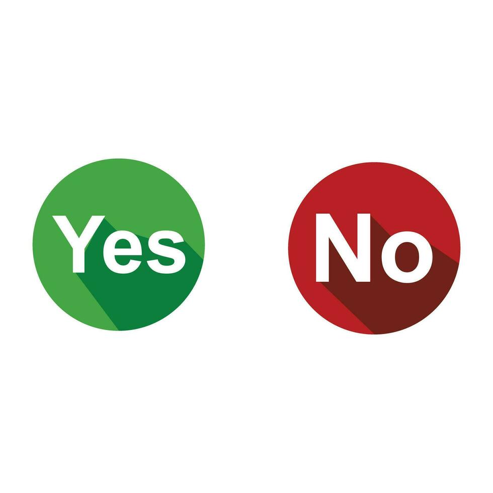 Yes and No vector illustration button choice. Suitable for elements of advice info graphic information or tips. Check mark and cross mark icon.