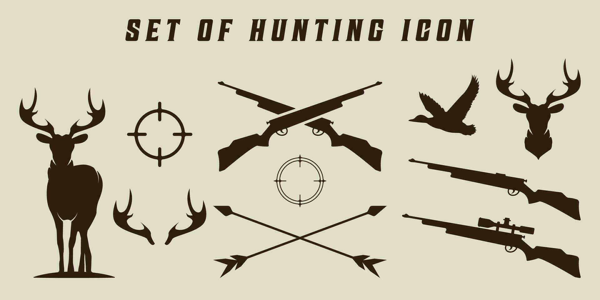 set of isolated hunting icon vector illustration template graphic design. .bundle collection of various deer and duck hunt sign or symbol for hunter professional