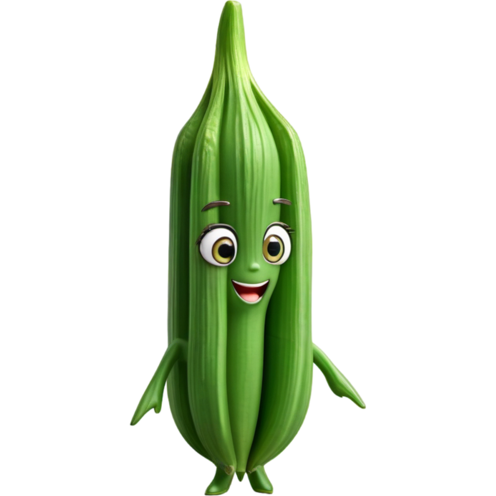 Green okra 3D illustration. AI Generative png