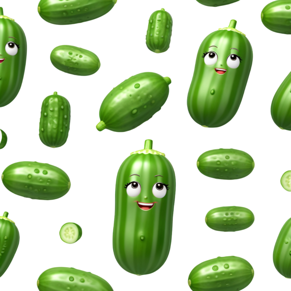 Green cucumber 3D illustration. AI Generative png