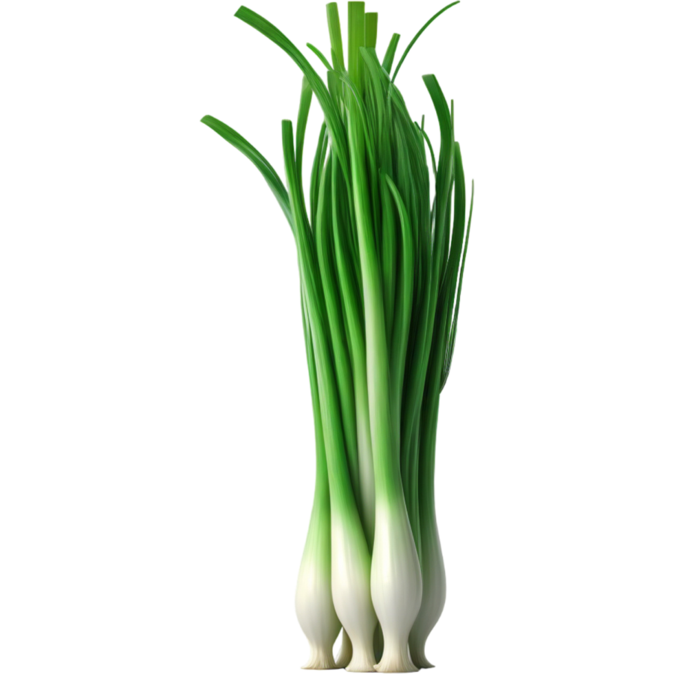 Green green onion 3D illustration. AI Generative png