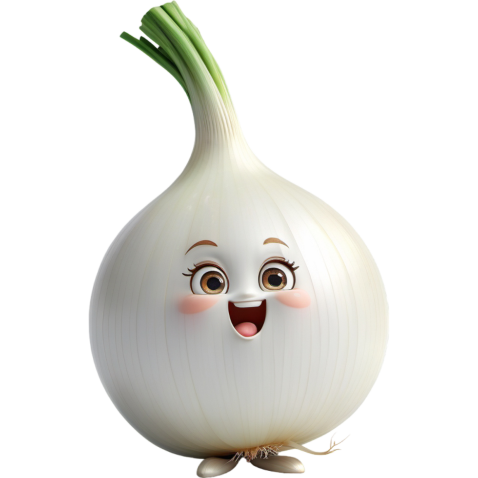 White onion 3D illustration. AI Generative png