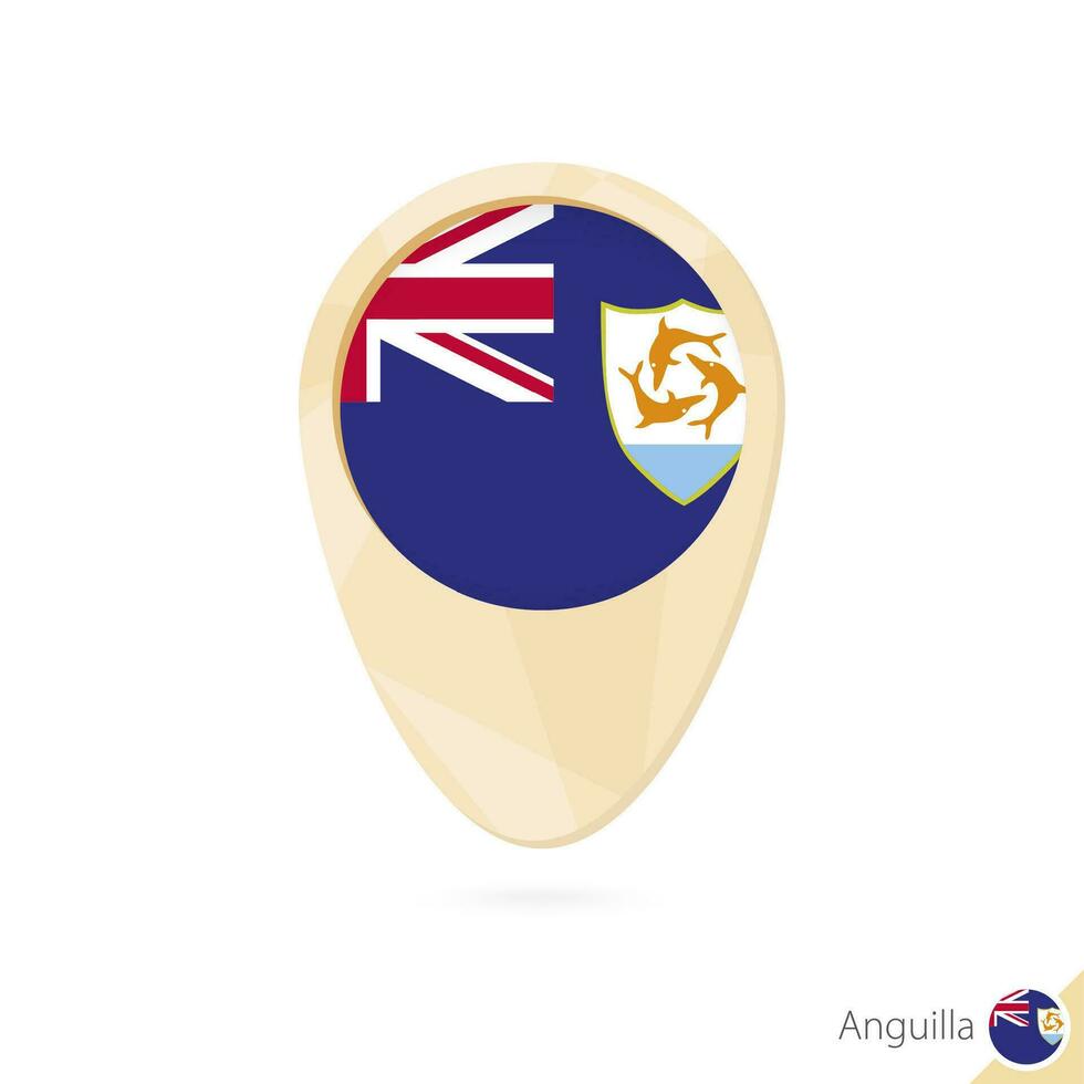 Map pointer with flag of Anguilla. Orange abstract map icon. vector