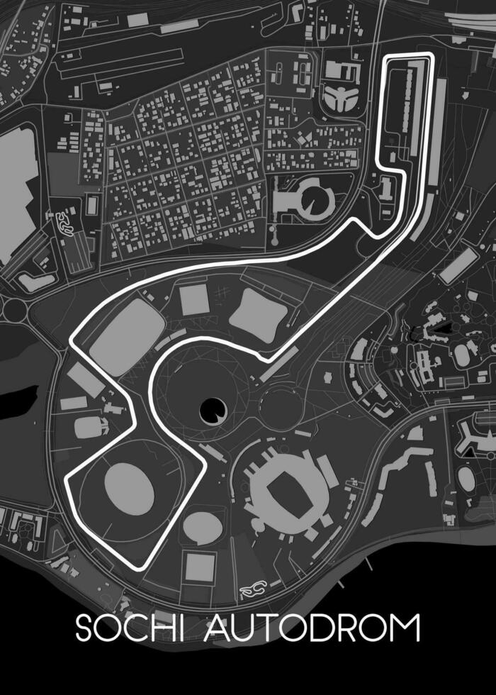 Sochi autodrom carrera coche mapa vector