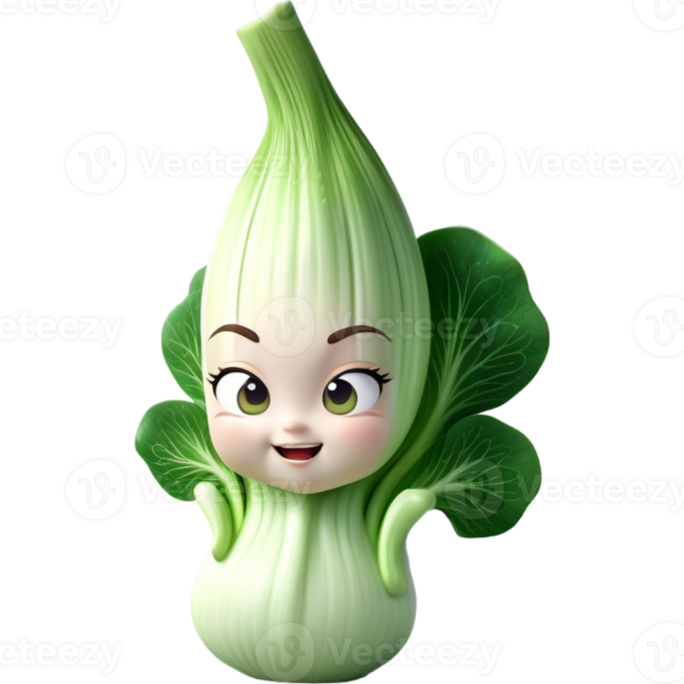 Green bok choy 3D illustration. AI Generative png