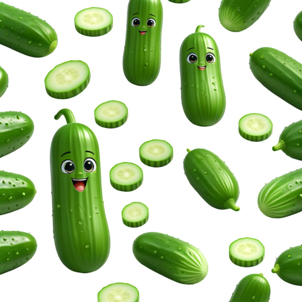 Green cucumber 3D illustration. AI Generative png