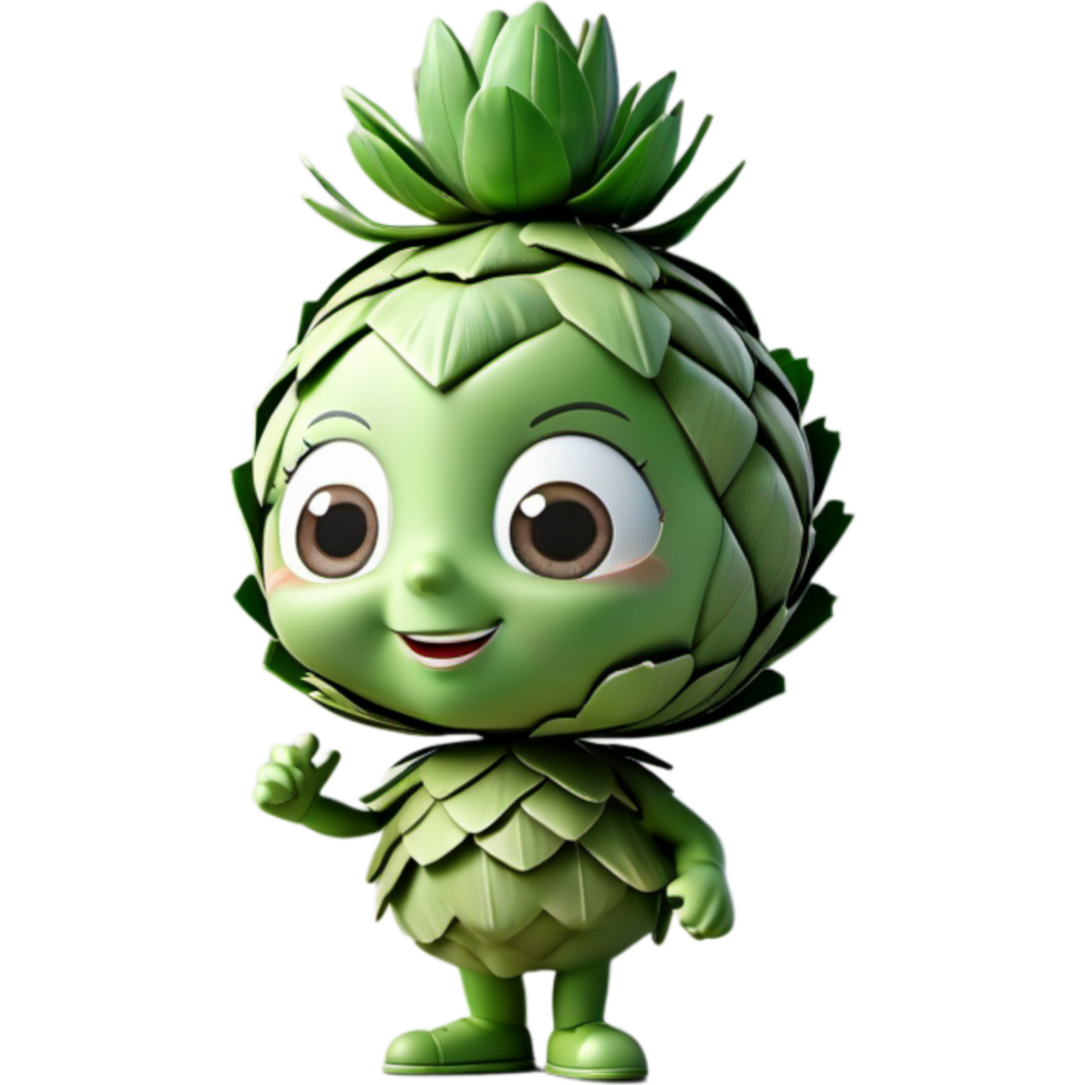 Green artichoke 3D illustration. AI Generative png