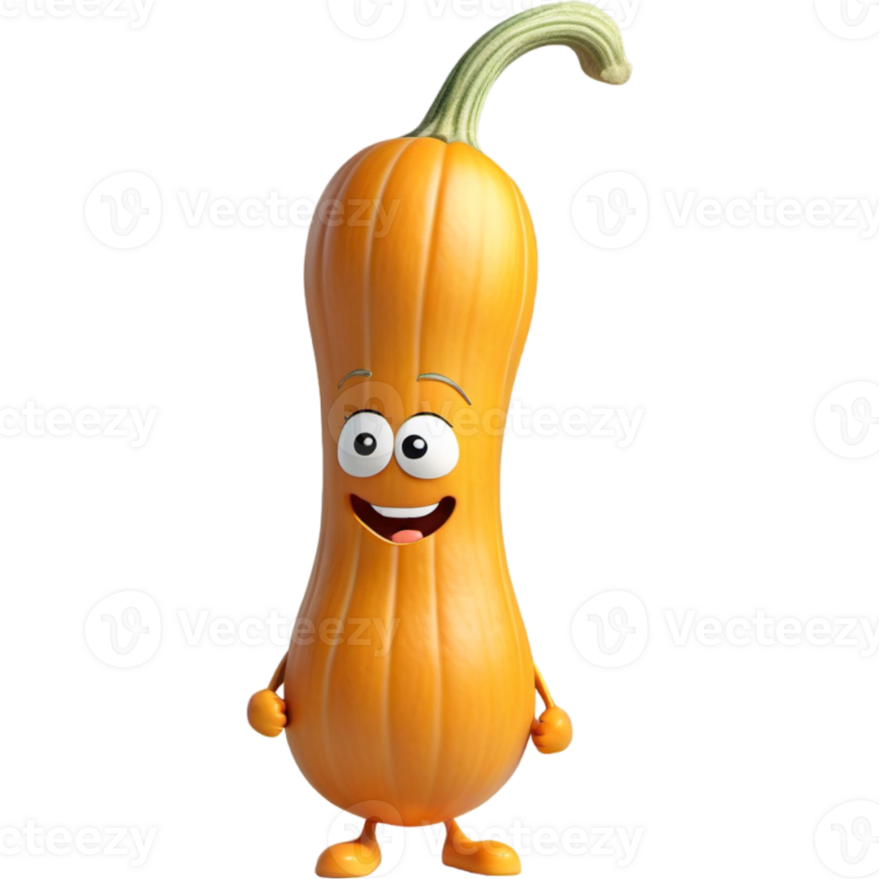 butternut squash 3D illustration. AI Generative png