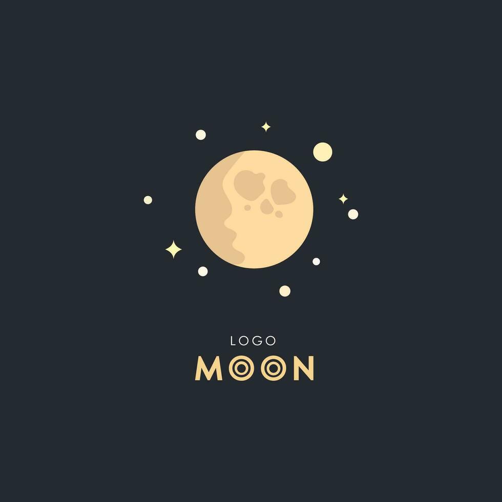 minimal moon logo icon vector illustration concept idea