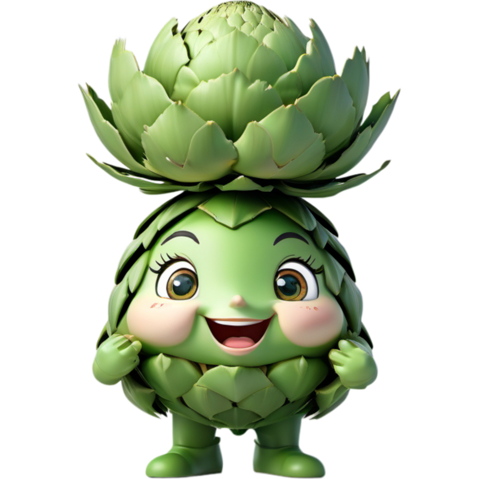 Green artichoke 3D illustration. AI Generative png