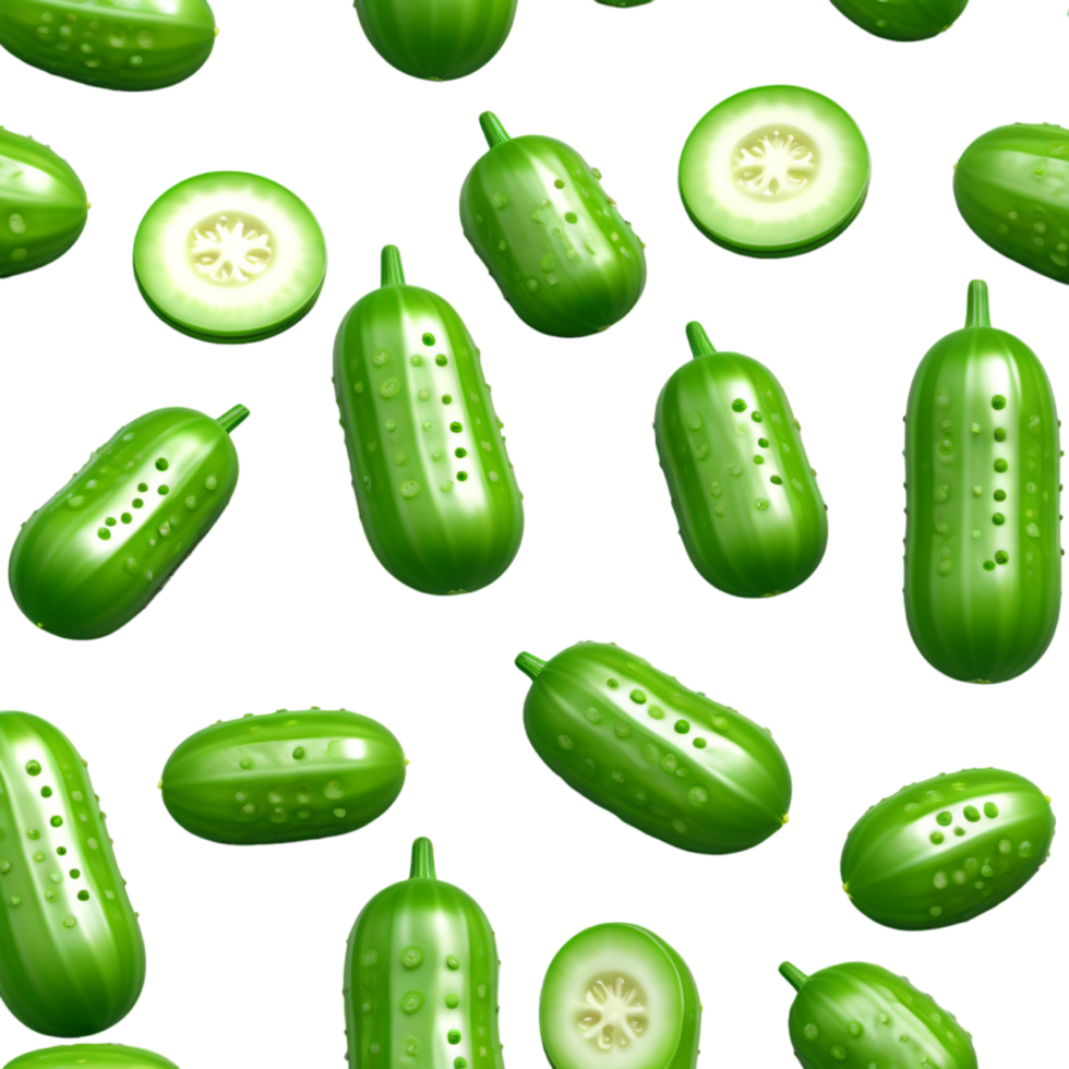 Green cucumber 3D illustration. AI Generative png