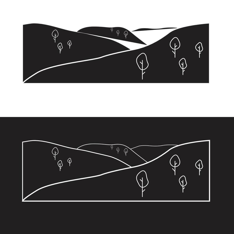 montañas siluetas montañas vector, montañas vector de al aire libre diseño elementos