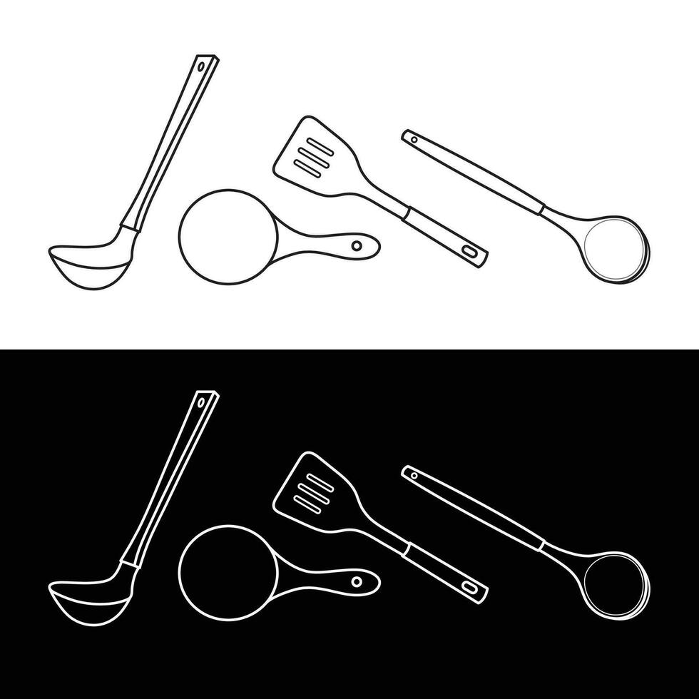 Different kitchenware. linear icon. Line with editable stroke vector
