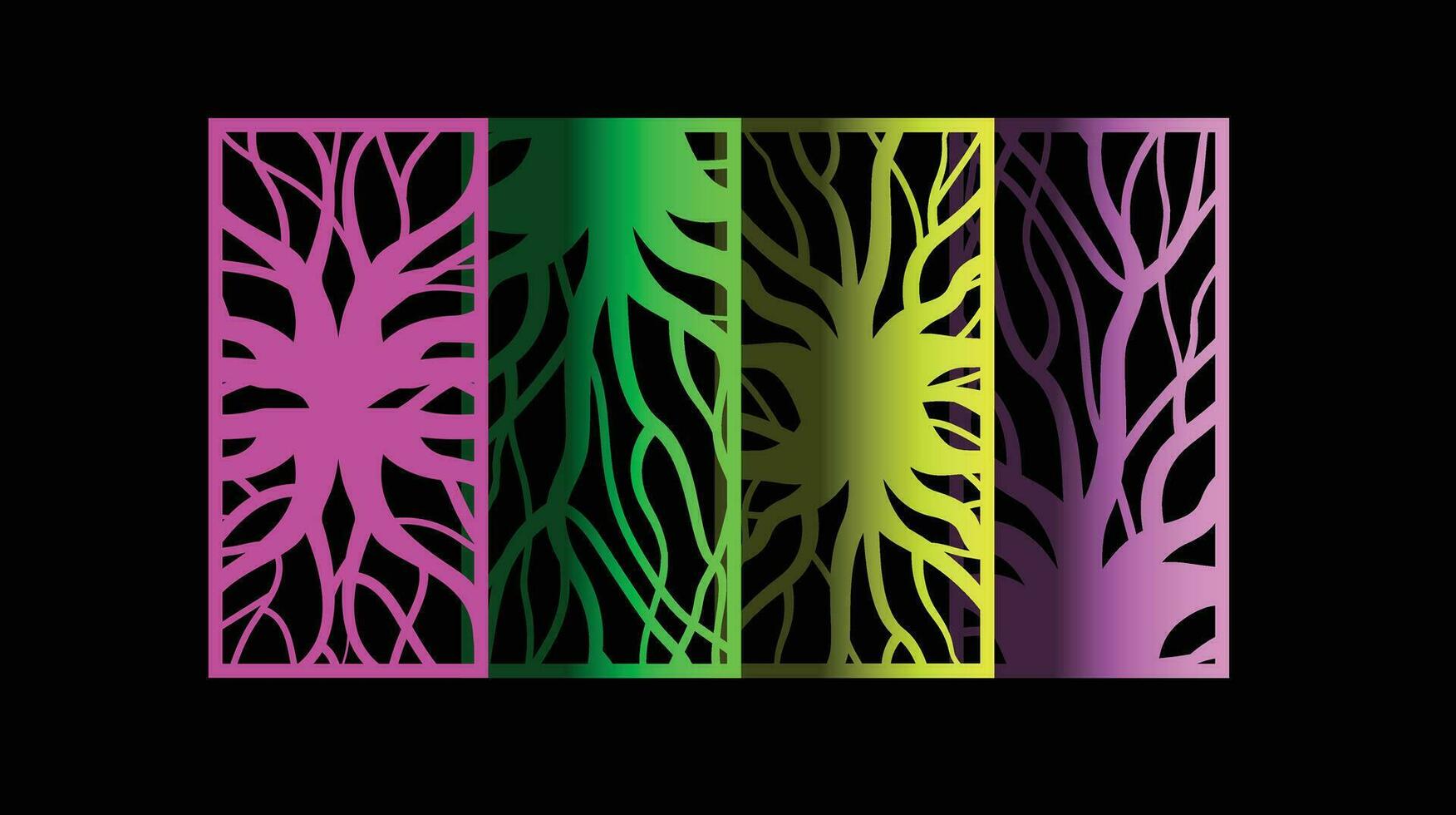 Big Decorative Laser Cut Set. Nature tree CNC laser cutting design vector