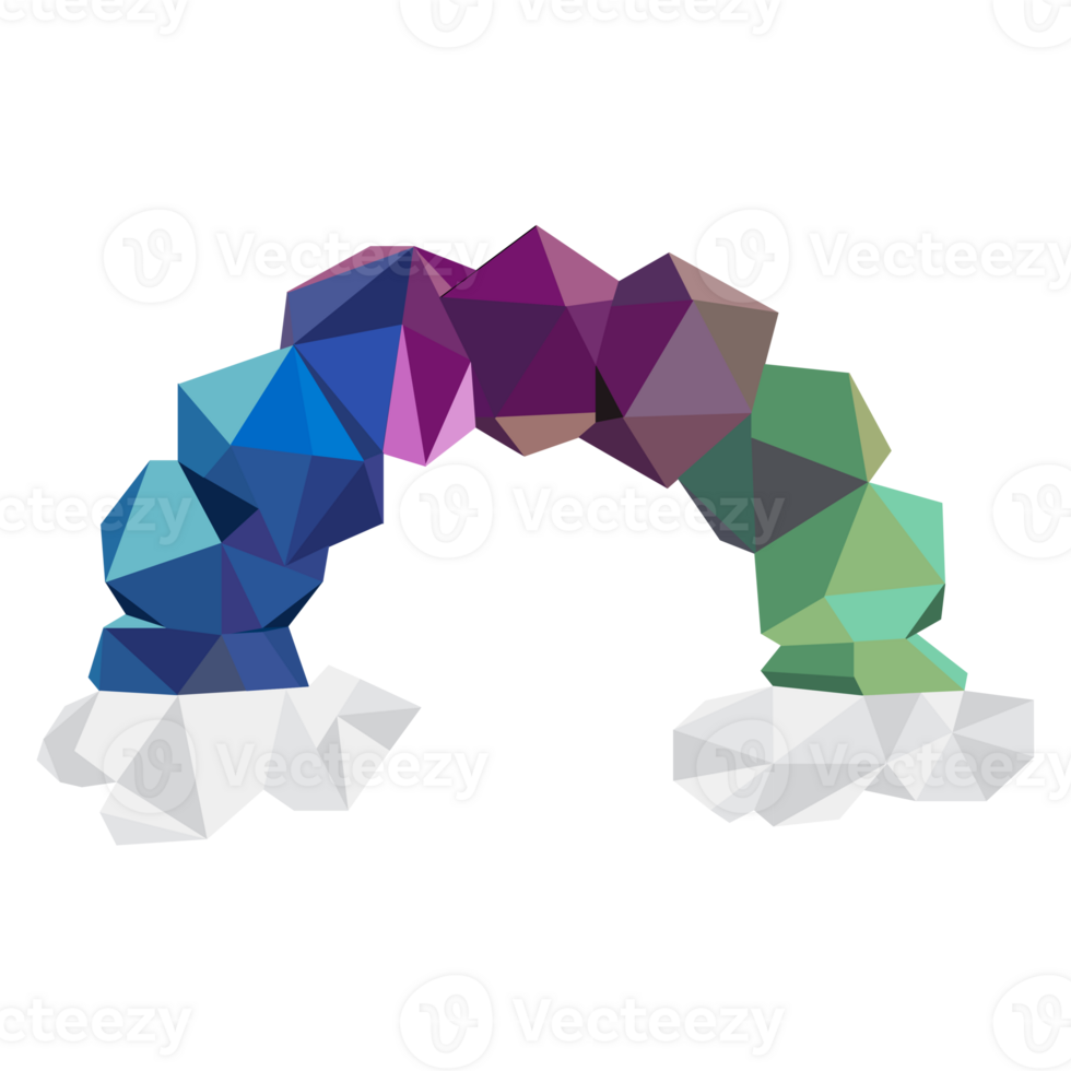 A rainbows with clouds polygonal. Colorful polygonal geometric design png