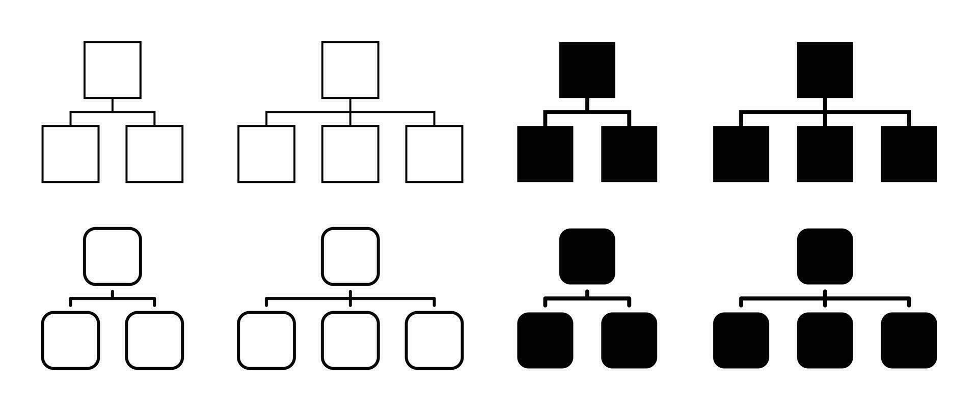 conjunto de organización gráfico íconos o diagramas, vector aislado en blanco antecedentes.