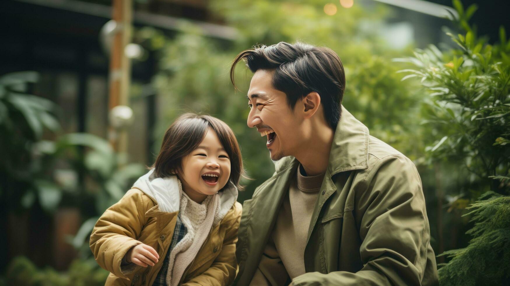 contento familia disfrutando hora al aire libre juntos foto