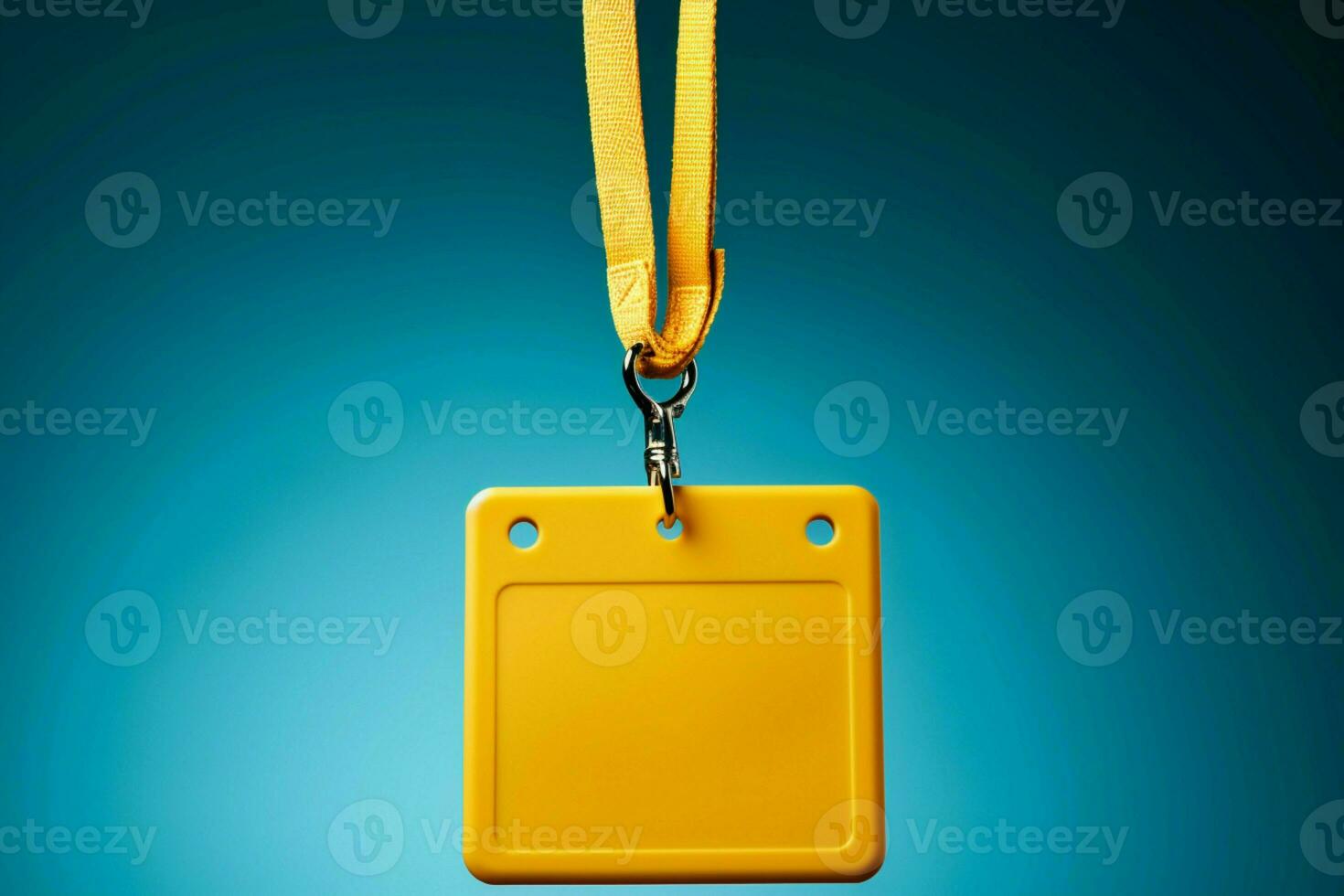 Name badge Yellow cord, empty space, and text for clear identification AI Generated photo