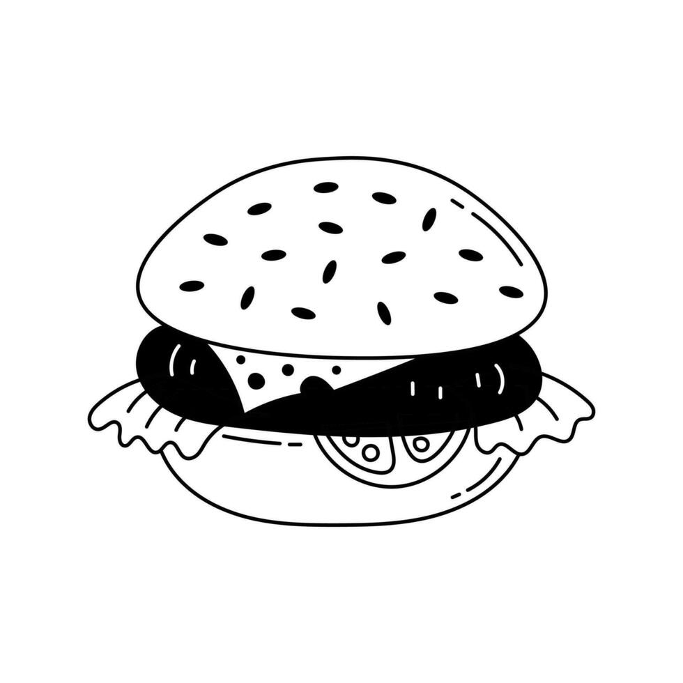 Burger doodle illustration vector