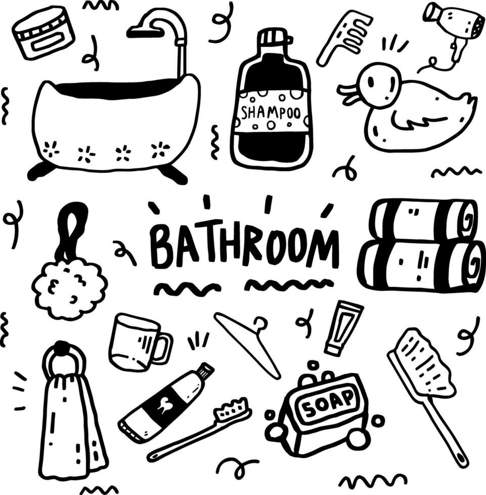 hand drawn bathroom line design vector