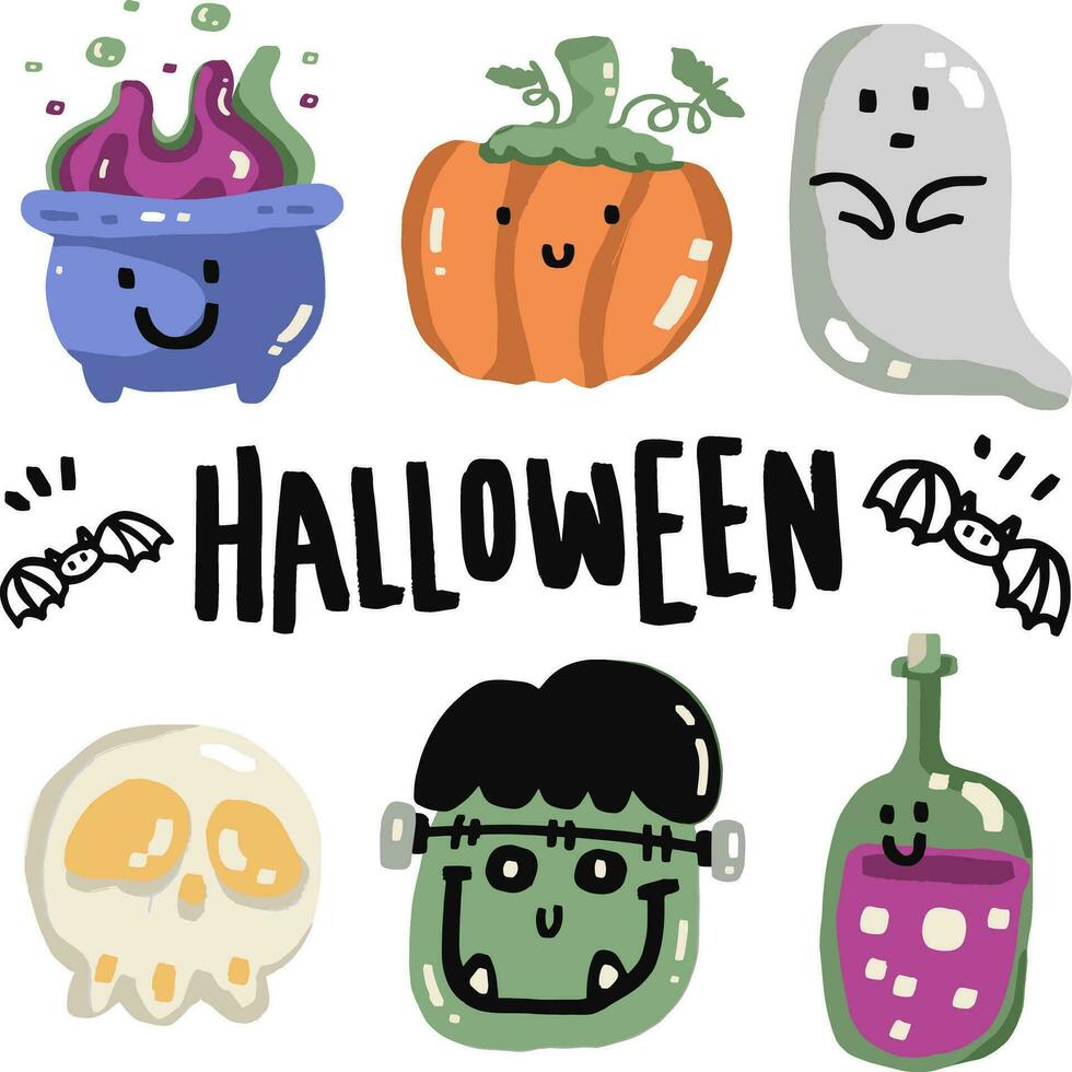 set of happy halloween design02 vector