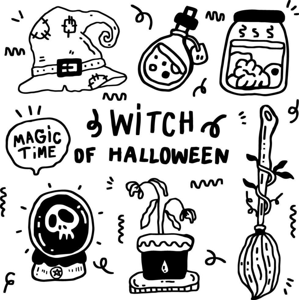 hand drawn halloween line for templates. vector