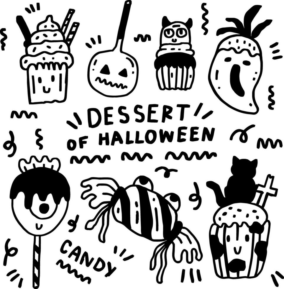 hand drawn dessert of halloween line for templates vector