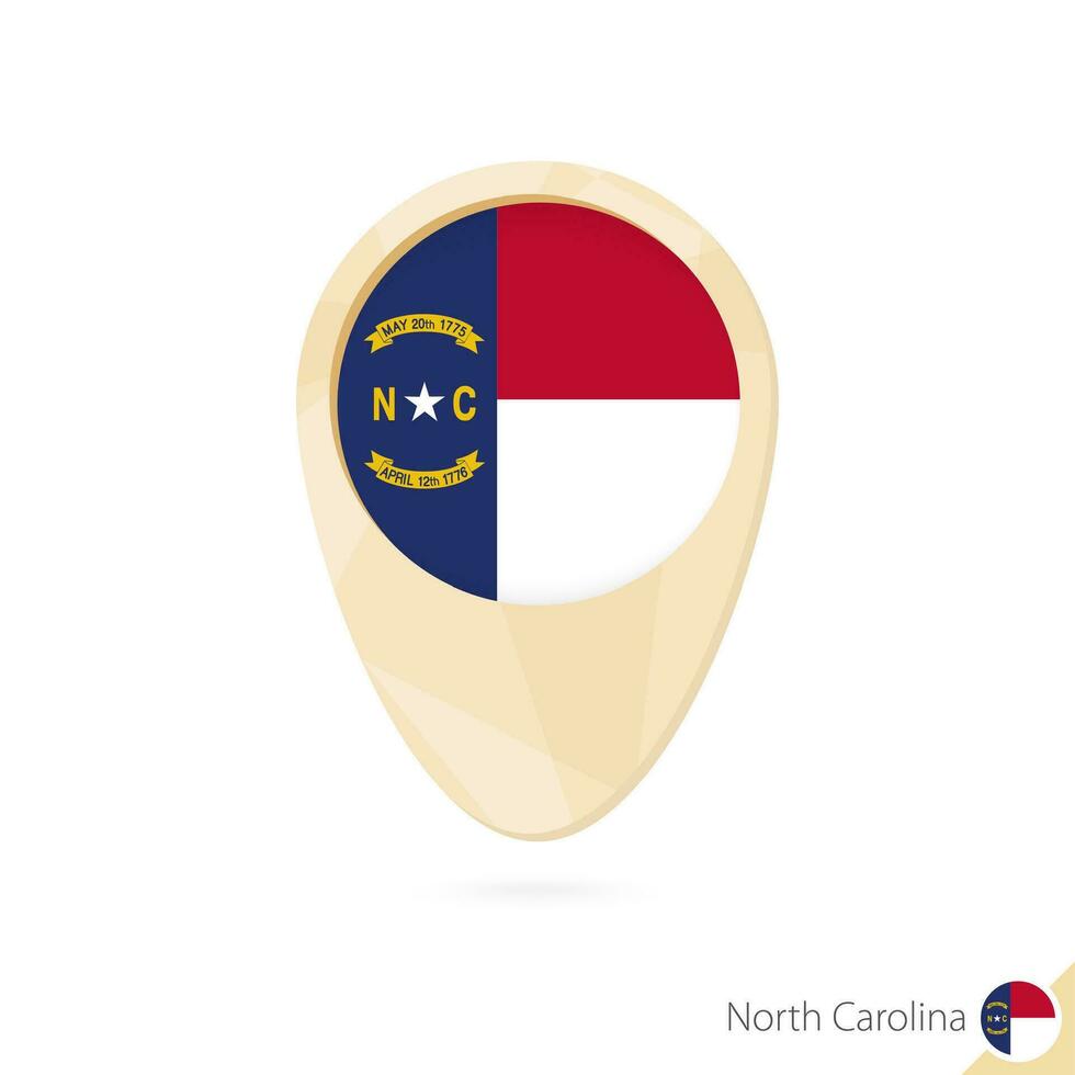 Map pointer with flag of North Carolina. Orange abstract map icon. vector