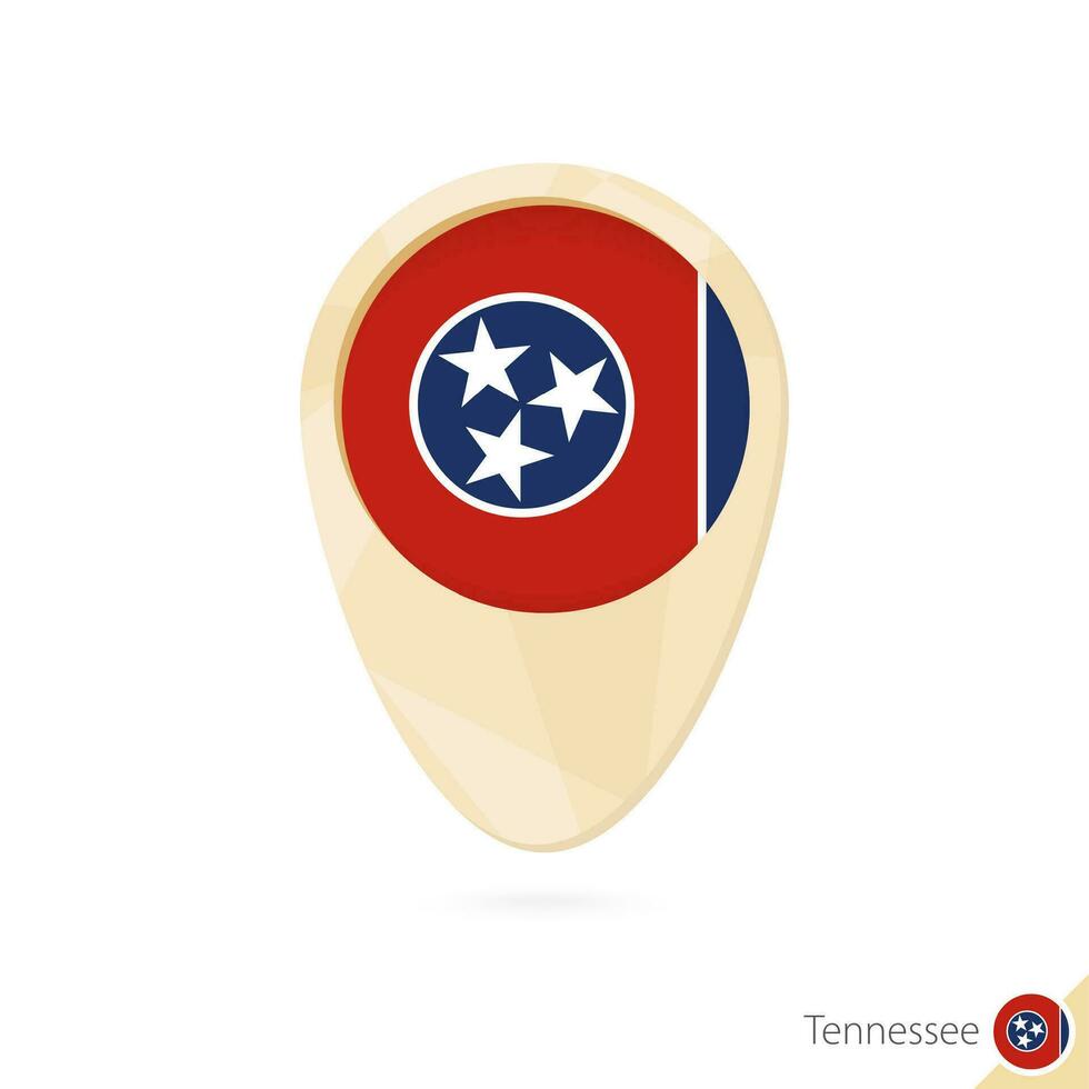 mapa puntero con bandera de Tennesse. naranja resumen mapa icono. vector