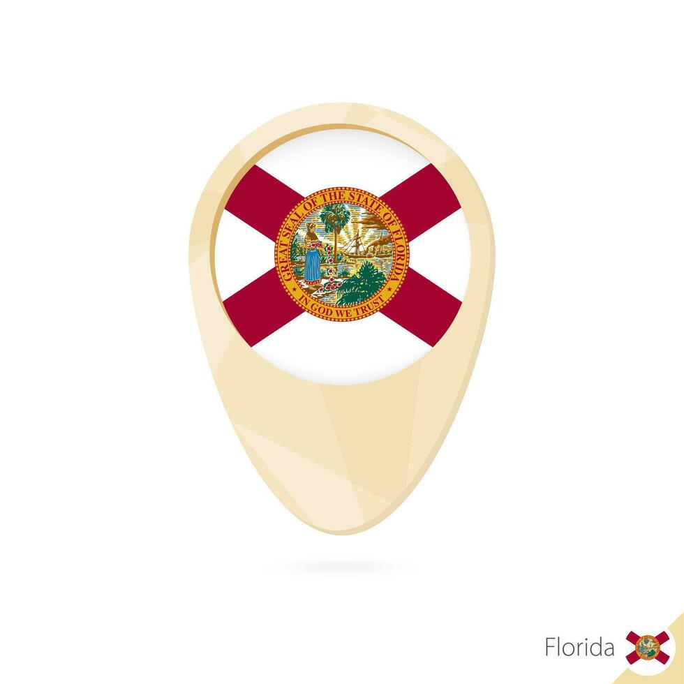 Map pointer with flag of Florida. Orange abstract map icon. vector