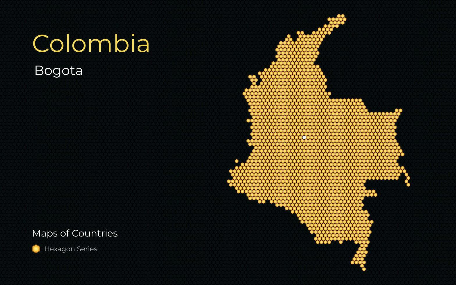 colombia map vector illustration. Colombia, Bogota. Creative vector map. Creative vector map. Maps of Countries, Hexagon Series. South America