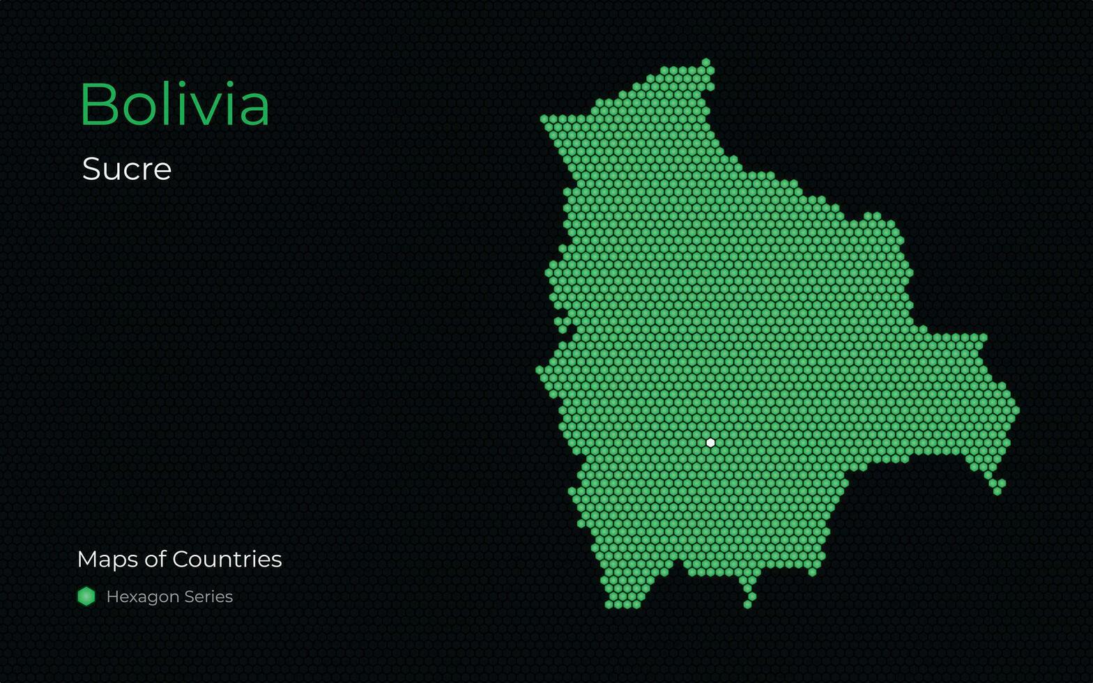 Bolivia, Sucre. Creative vector map. Maps of Countries. South America. Hexagon Series.