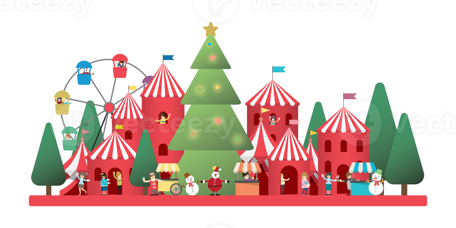 Winter wonderland isolated illustration have blank space. Merry Christmas and Happy New Year. png