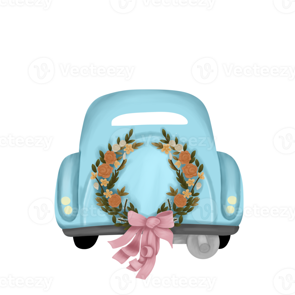 vintage wedding car illustration png