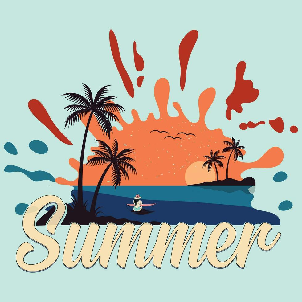 Summer t shirt design , surfing paradise Santa Monica beach, all you need is love and a sunset , vector