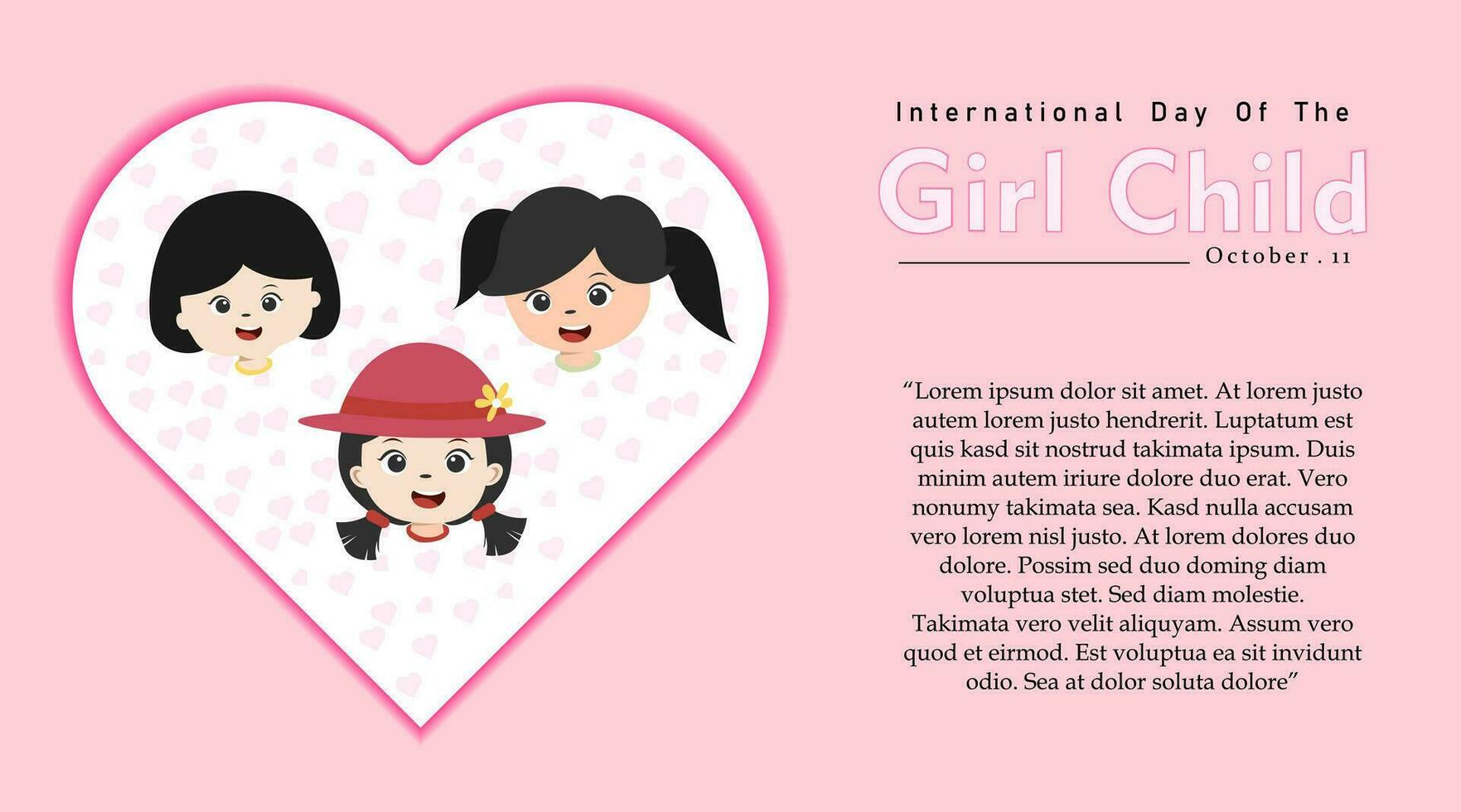 International Day of the Girl Child. October 11. Template for background, banner, poster with text inscription. vector