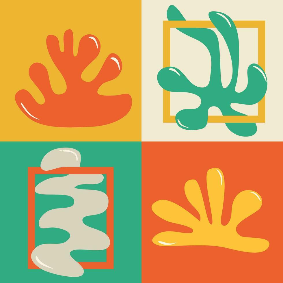 Set of abstract elements. Groovy background, poster design. Vector illustration in trendy style.