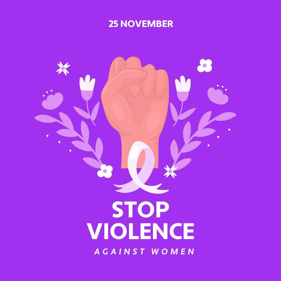 Stop violence against women banner. White ribbon vector