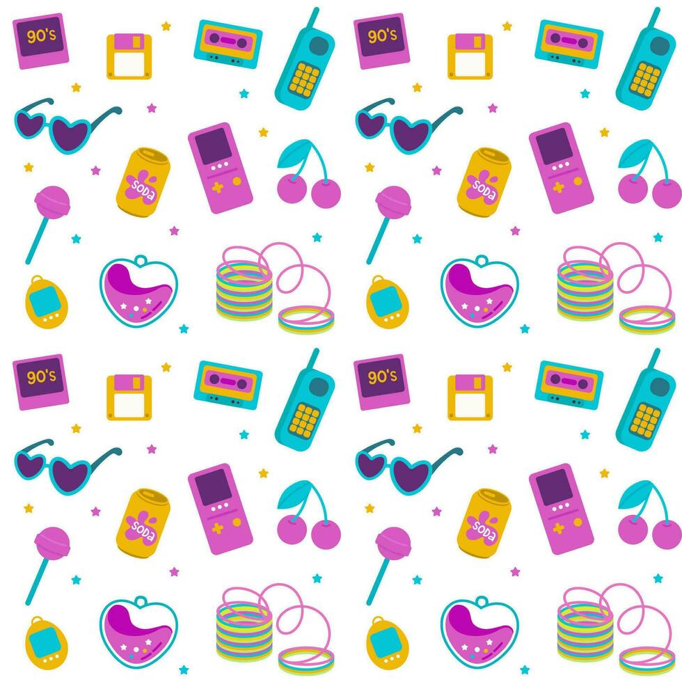 90s elements seamless pattern. old school pattern vector