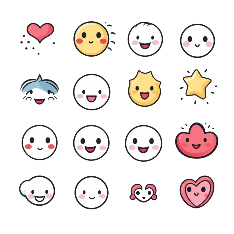 Cute Cartoon Icons A Fun and Colorful Collection of Whimsical Clip Art png
