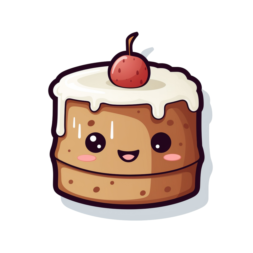 Cartoon Cake with a Cherry on Top Sweet and Playful Delight png