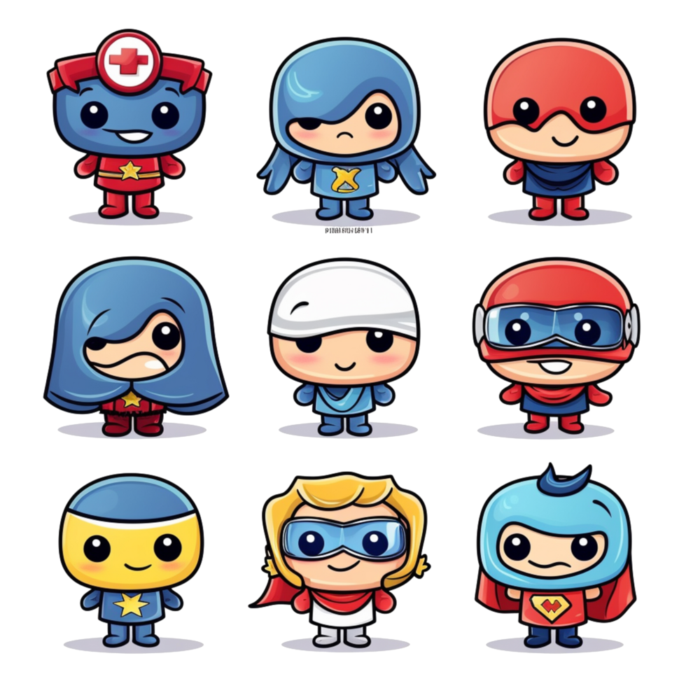 Cartoon Superhero Characters Cute and Colorful Heroes Uniting for Fun and Adventure png