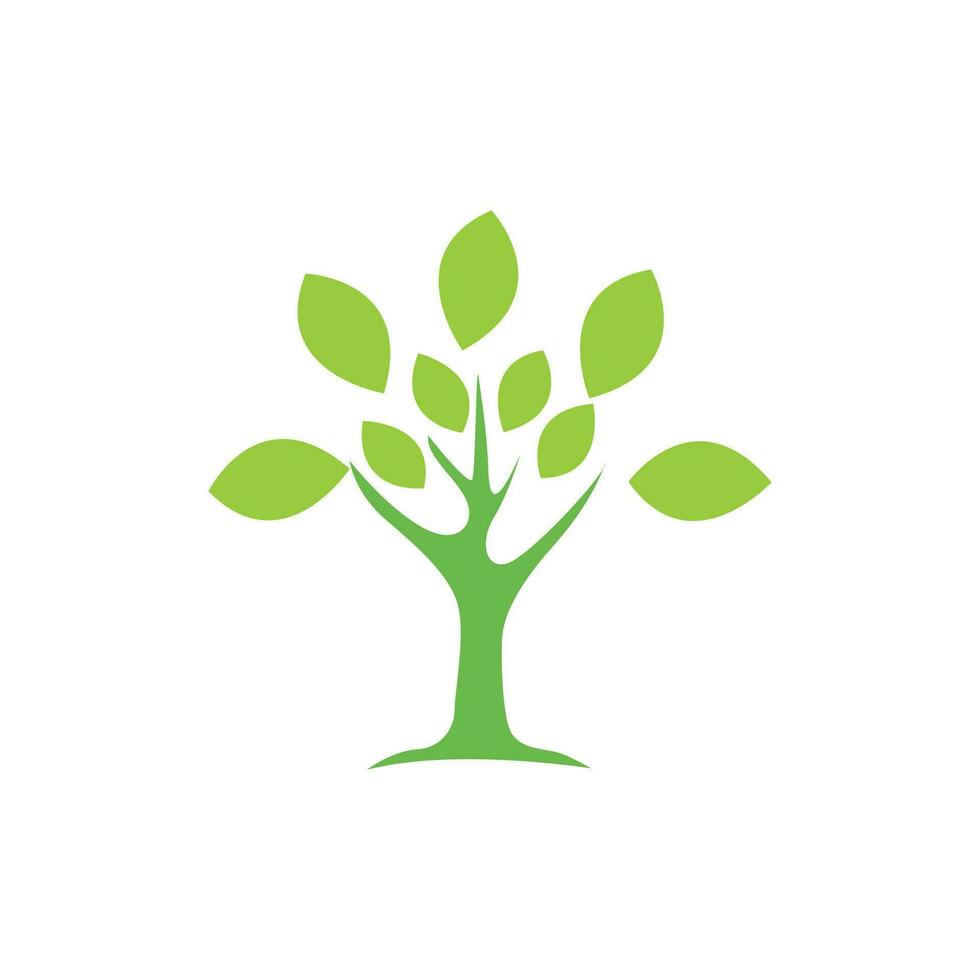Simple modern tree with green leaves logo design vector