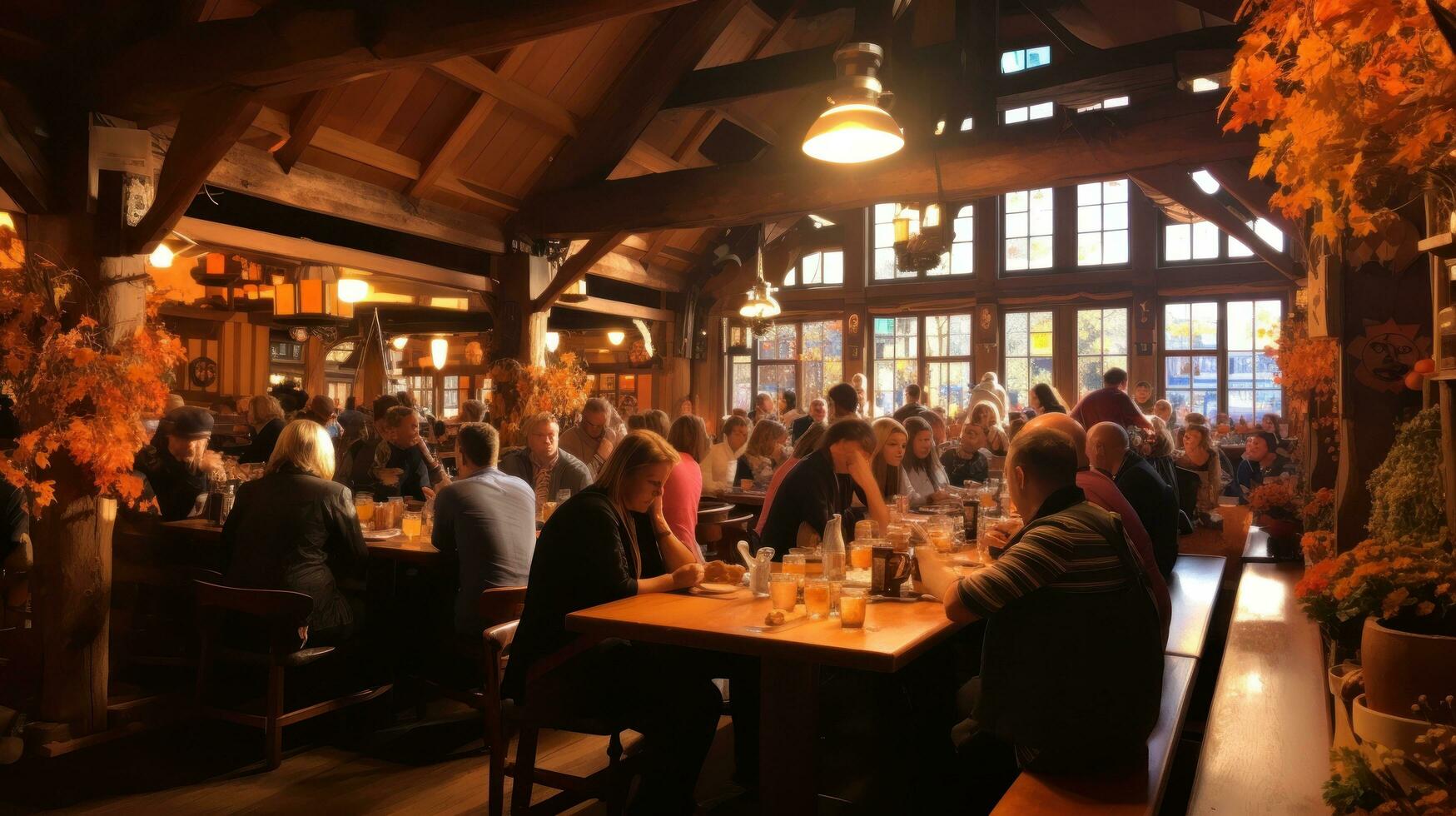 Octoberfest celebration in pub photo