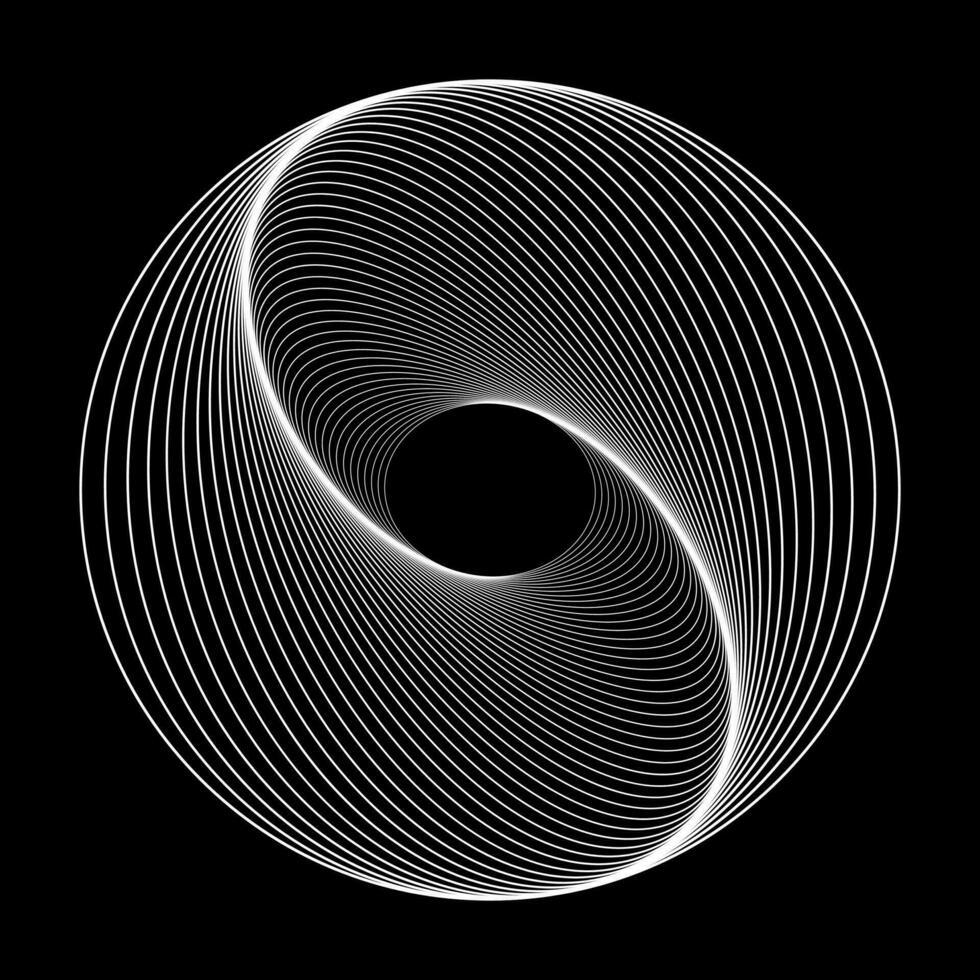 Swirling modern geometric element. Illusion effect spiral background. Tunnel abstract. Design with stroke, lines and flow. 3D tunnel grid vector