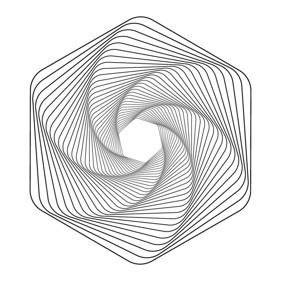 Swirling modern geometric element. Illusion effect spiral background. Tunnel abstract. Design with stroke, lines and flow. 3D tunnel grid vector
