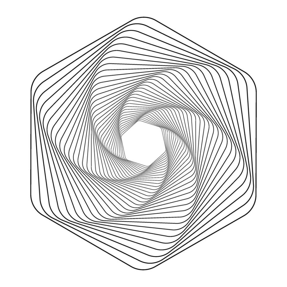 arremolinándose moderno geométrico elemento. espejismo efecto espiral antecedentes. túnel resumen. diseño con ataque, líneas y fluir. 3d túnel cuadrícula vector