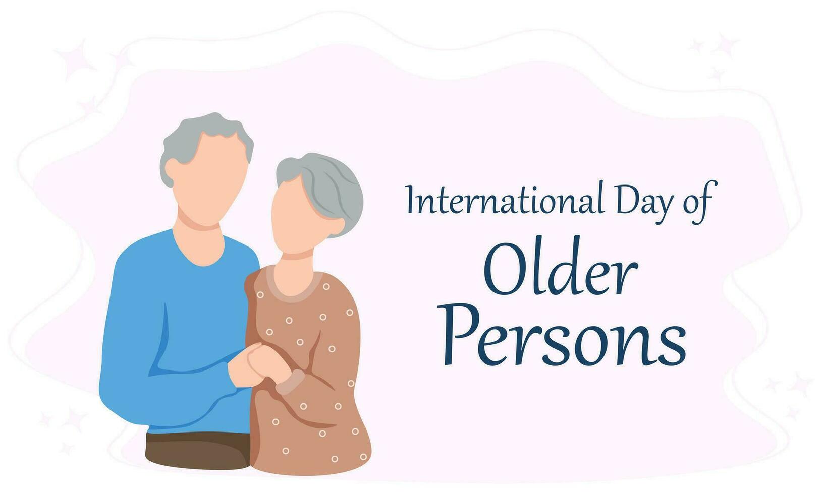 International Day of Older Persons . Old couple.  Happy pensioners together. Design for banner, greeting cards or print vector