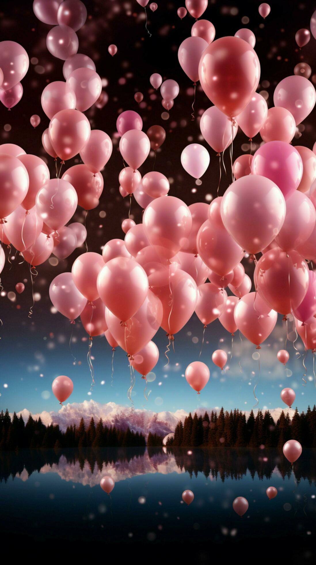 Whimsical pink balloon pattern decorates a lively party under twinkling  stars. Vertical Mobile Wallpaper AI Generated 29320226 Stock Photo at  Vecteezy