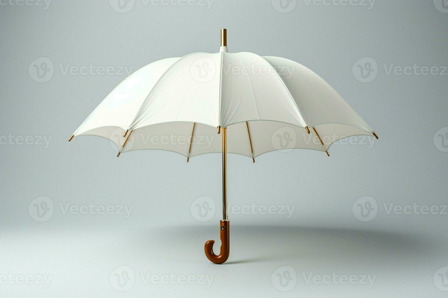 Close up 3D umbrella icon in white for versatile branding and advertising AI Generated photo